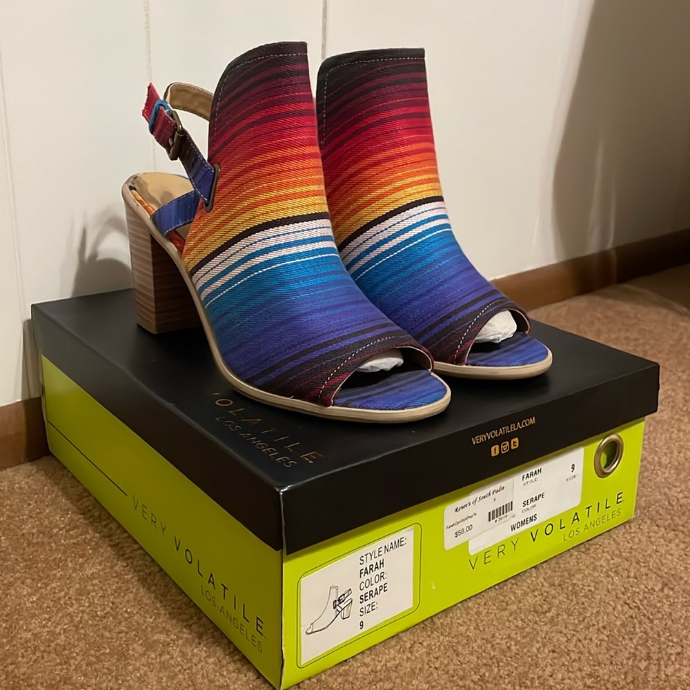 Serape Heels with strap. Multicolored, Fiesta